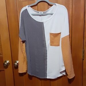 Bibi Oversized Colorblock Waffle Tunic